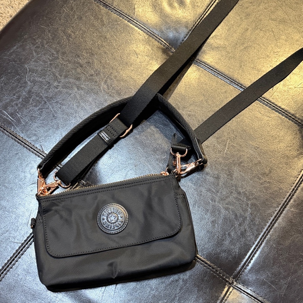 Kipling Black Crossbody Bag with Rose Gold Accents